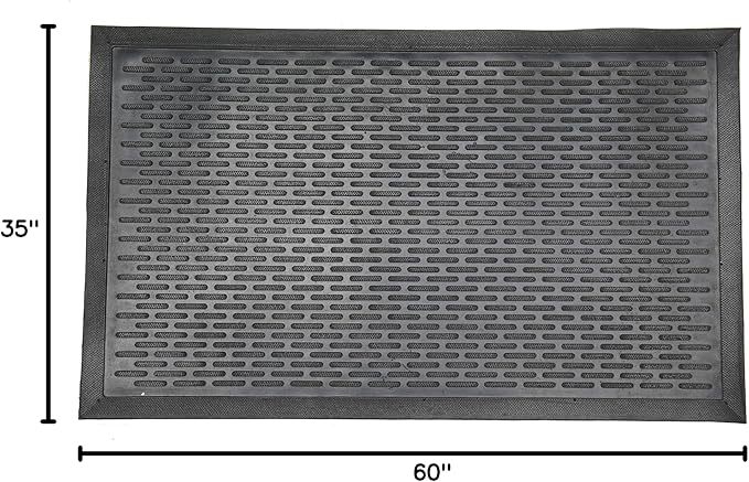 Ottomanson Heavy Duty Rubber Floor Mat – Non-Slip, Waterproof, Easy to Clean – Utility Rug for Entryway, Kitchen, Garage, or Patio – Stain Resistant, Hose Washable – 35" x 60", Black