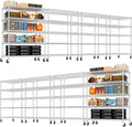 PrimeZone 5 Tier 48" Wx24''Dx81''H Wire Shelving with Wheels 3000lbs NSF Storage Shelves Heavy Duty Metal Shelf Adjustable Rolling Rack Commercial Garage Restaurant Warehouse Kitchen Chrome 8Pack