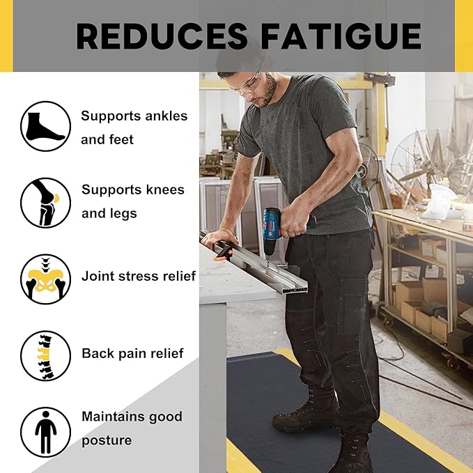 Nisorpa Anti Fatigue Mats Industrial 2' x 6' Ergonomic Standing Mat 15/16" Extra Thick Cushioned Shop Floor Mats Kitchen Mats Heavy Duty Commercial Diamond Plate Support for Leg & Back Pain