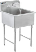 DuraSteel 304 Commercial Stainless Steel Utility Sink - 24 Inch Tub Freestanding Prep Kitchen Sink w/ Faucet - NSF Hand Wash Station for Kitchen Sinks, Outdoor, Laundry Room, Garage Small Kitchenette
