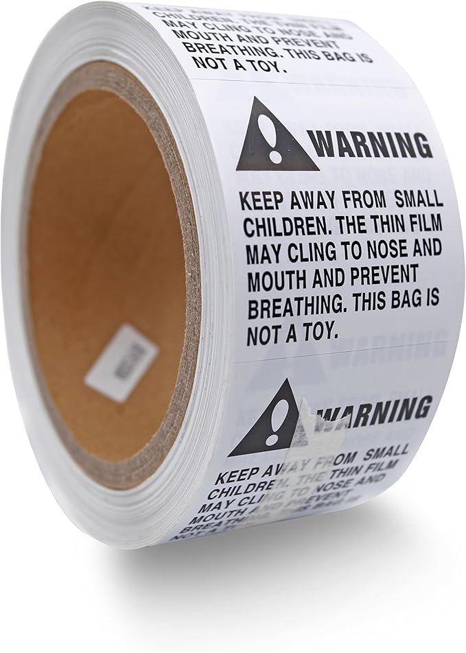 44LLC Suffocation Warning Keep Away from Children Stickers - 5 Rolls/2500 Labels