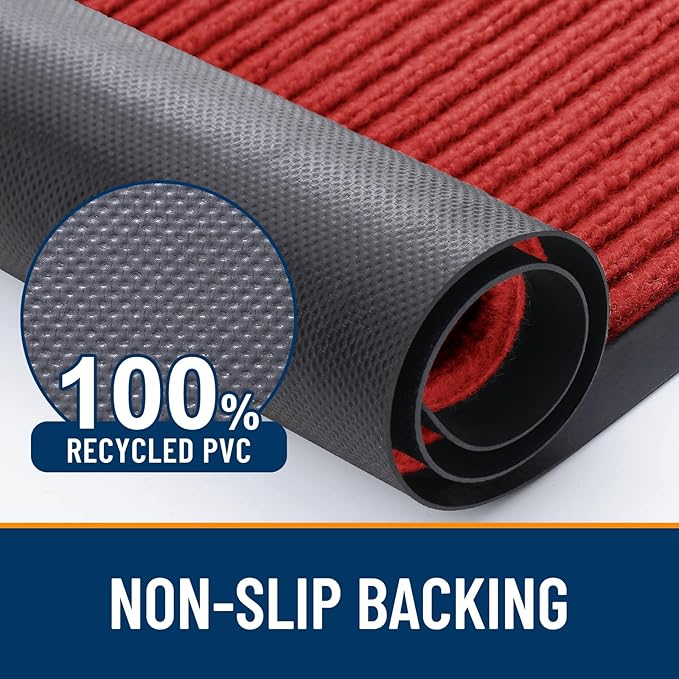 OLANLY Front Door Mat Indoor Outdoor Entrance, Waterproof Heavy Duty Doormat, Fade Resistant, Low Profile, Easy Clean Patio Porch Welcome Floor Mats for Entry, 59x23, Red