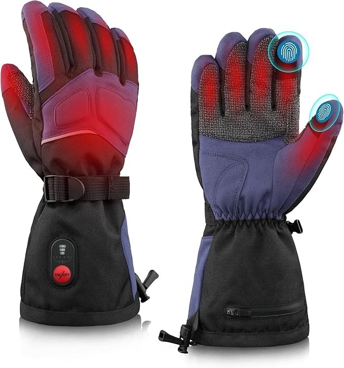 SNOW DEER Heated Gloves for Men Women - Rechargeable, Waterproof, Cut-Resistant with Touchscreen for Winter Outdoor Work Camping Warmer