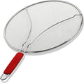 Splatter Guard for Frying Pan & Food Strainer and Universal Cookware 13" - Stops Hot Oil Splash - RED Handle - Splatter Screen for Cooking - Alpha Living
