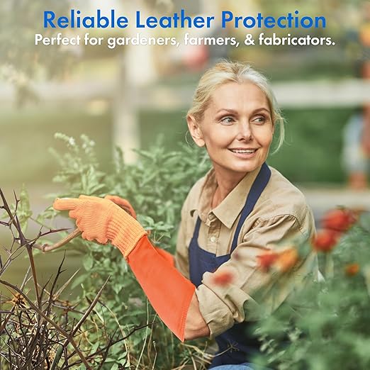Arm Chaps Extended Elbow Leather Arm Guard - Arm Sleeve Protectors for Thin Skin and Bruising, Scratches & Cuts - Protective Arm Sleeve for Any Age- Left & Right Form-Fitting - Orange(1Pair/XX-Small).