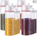 Rice Storage Bin 4 Pcs Cereal Containers Dispenser with Measuring Cup Plastic Storage Containers with Lids Kitchen Storage Bin Rice Holder Container Food Container Sets for Flour Cereal, 2.5 L (Red)