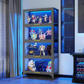 65" Tall Display Cabinet with Glass Doors,Metel Curio Cabinet with RGB LED Lights,4 Tier Glass Display Case for Scale Figures, Collectibles,Books(Black)