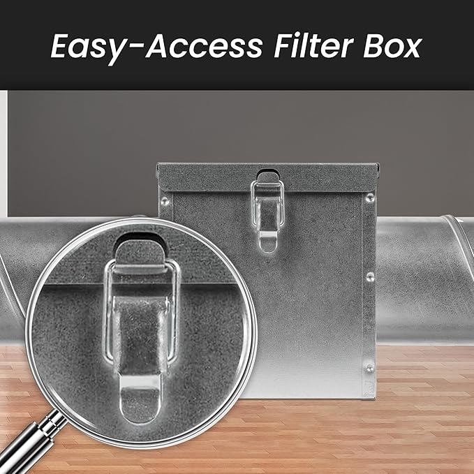 Repa Market 10" Duct Air Filter Box – Galvanized Steel Inline Dryer Filter Housing for Round Duct - EPDM Rubber Gaskets – Easily Serviceable Lint Trap – Intake Ventilation, Home Improvement