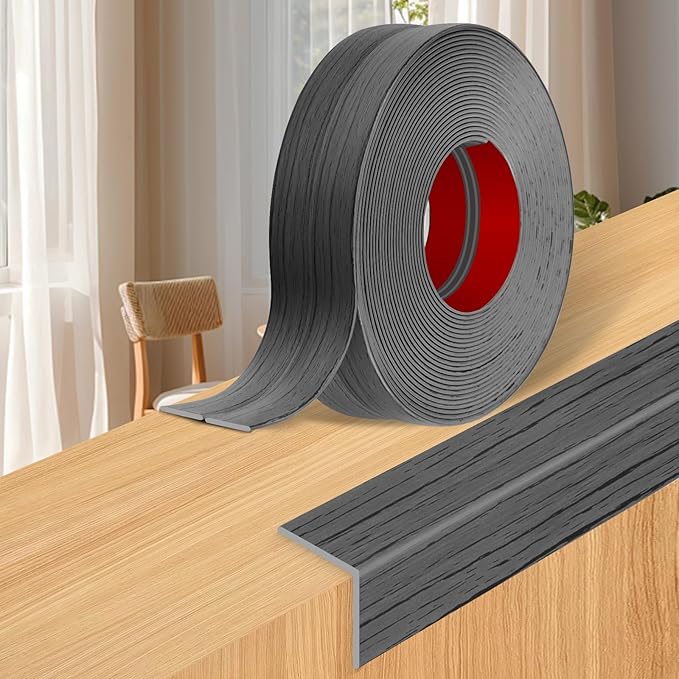 Wall Corner Protector Moulding Trim Peel and Stick Wall Corner Guards Trim Flexible Self Adhesive Edge Protector Moulding, 2.4 in x 20 Ft, Deep Gray Wood