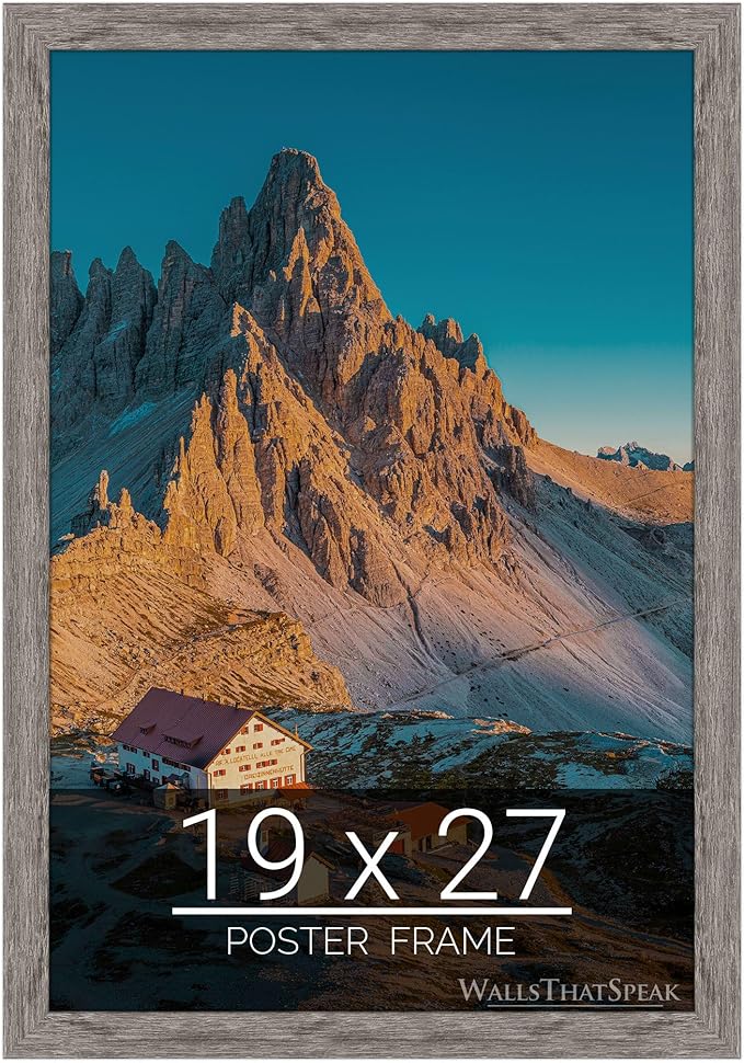 wallsthatspeak 19x27 Gray Barnwood Picture Frame for Puzzles Posters Photos or Artwork