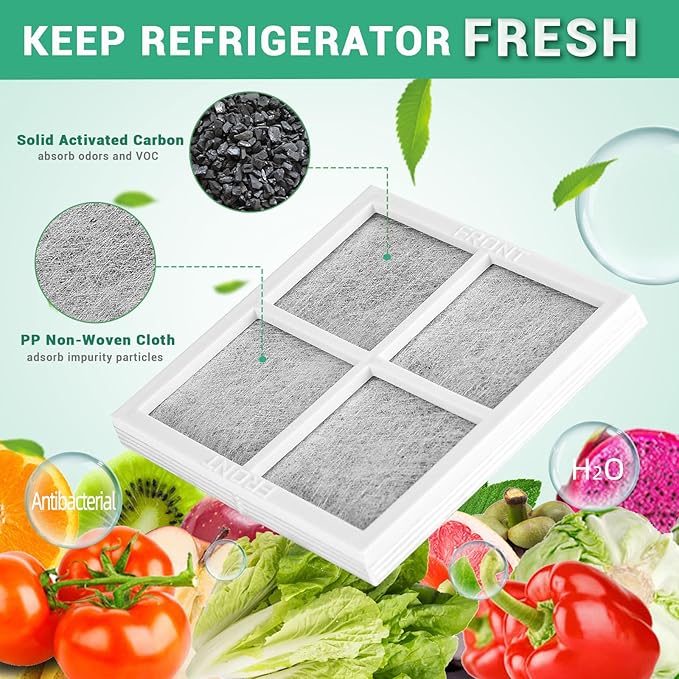 4 Pack Refrigerator Air Filter Replacement, Compatible with LG LT120F and Kenmore Elite 469918, 9918, ADQ73214402, ADQ73214403, ADQ73214404, LMXS30776S