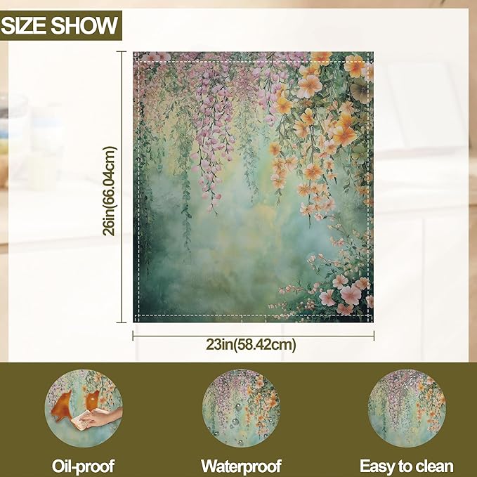 Dishwasher Magnet Cover,Abstract Flowers Dishwasher Cover Magnetic Spring Floral Home Appliances Refrigerator Decorative 23" x 26"