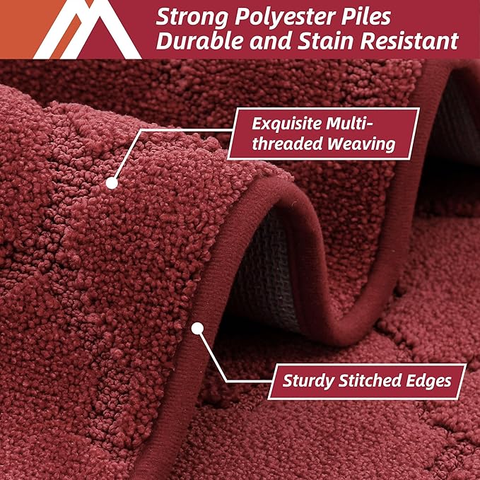 COSY HOMEER Soft Kitchen Floor Mats for in Front of Sink Super Absorbent Rugs and 20"x59" Non-Skid Mat Standing Washable,Polyester,Red