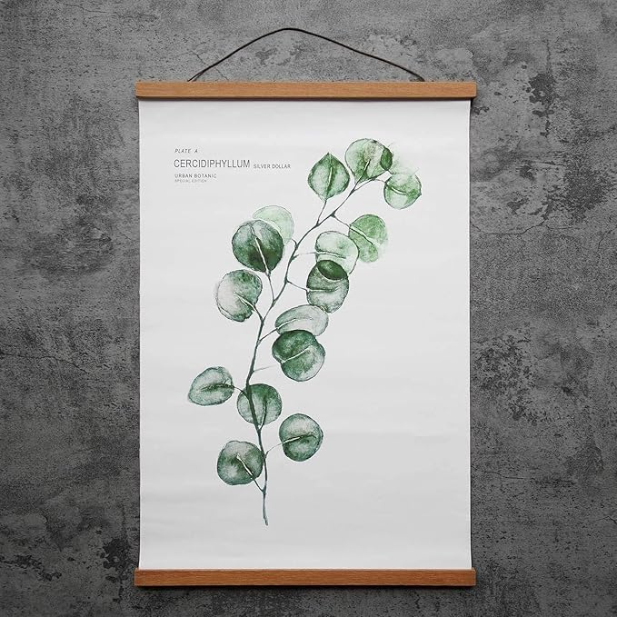 FALAMON Teak Wood Magnetic Poster Frame Hanger for Prints, Photos, Pictures, Maps, Scrolls, and Canvas Artwork