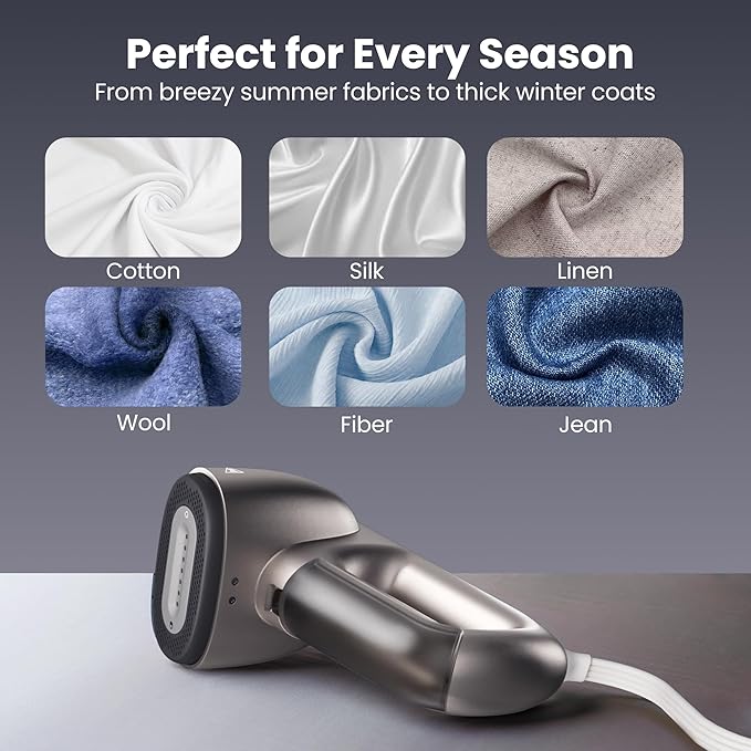 Neakasa Magic 1 Vacuum Steamer, Handheld Travel Garment Steamer for Clothes, 2300Pa Suction for Fabric Grip, Featuring Exclusive AirIron Technology for 110-120V Use (Silver)