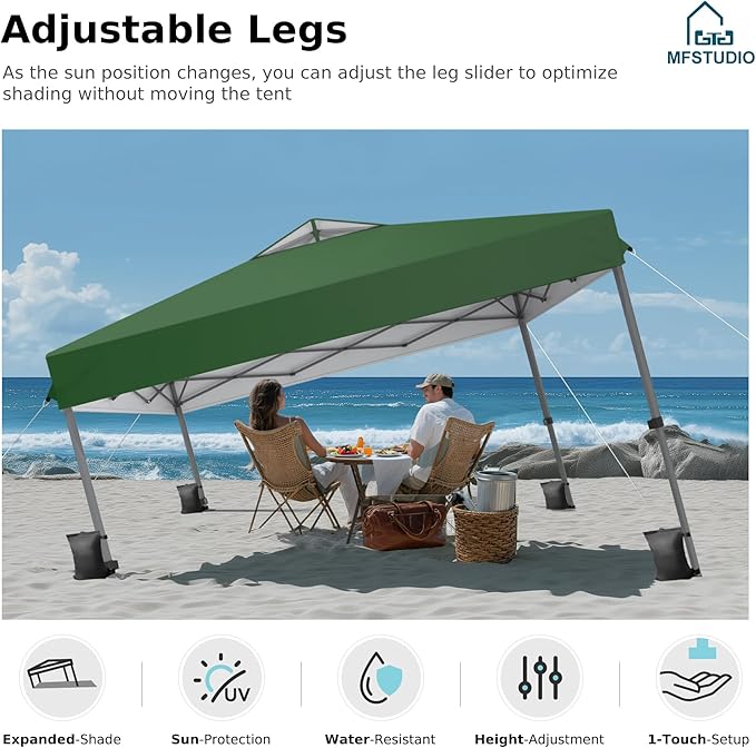 MFSTUDIO 10x10 Pop up Canopy Tent, Gazebo Shelter Sun Shade Canopies One Push Setup Portable Popup Easy Set up Tents with Vented Top,Storage,4 Sandbags,for Beach,Parties,Camping