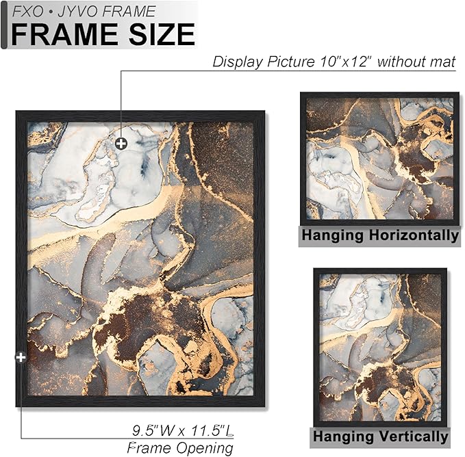 Engineered Wood 10x12 Picture Frame Set of 6, Black Frame for 10 x 12 Inch Picture Poster Photo, Light Weight 10 by 12 Frame with Wood-grain for Wall - 6 Pack/Black/10 x12