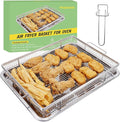 Extra Thick Air Fryer Basket and Tray for Large Oven,2PCS-Set,18.5''×12.9'',Thicker Basket and Crisper Tray Pan,Stainless Steel Air Fryer Accessories,with One Removable Handle