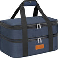 LHZK Double Insulated Casserole Carrier for Hot or Cold Food, Lasagna Holder Tote for Potluck Parties, Beach, Picnic, Travel, Fits 11x15 or 9x13 Dish (Blue)