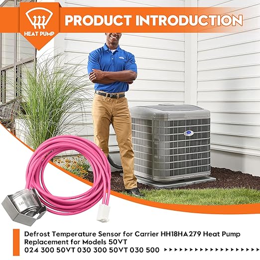 HH18HA279 Heat Pump defrost Thermostat/Sensor Compatible with Carrier/Bryant Payne/Nordyne Heat Pump System,Replaces 50VT 024 300, 50VT 030 300, 50VT 030 500,Compatible with Most HVAC Control Systems