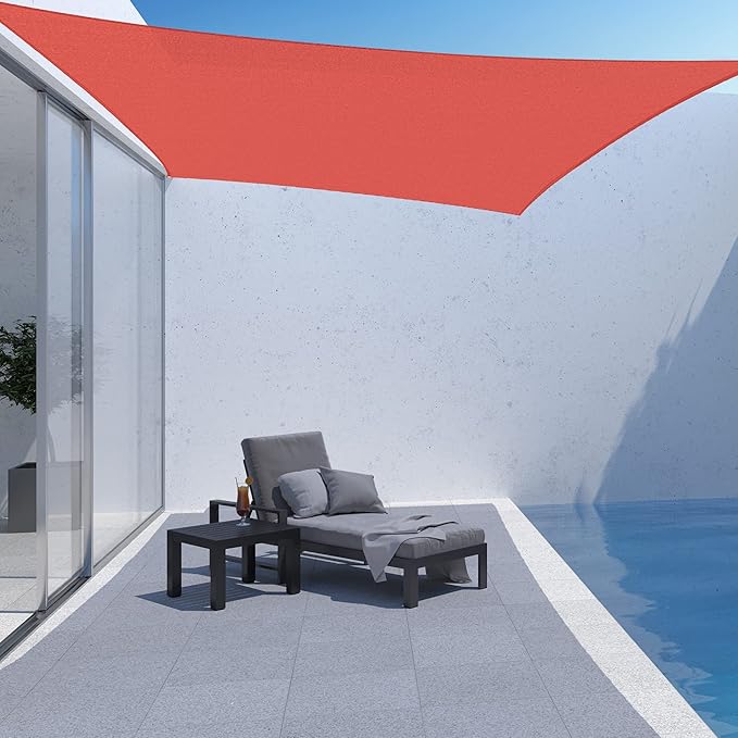 AsterOutdoor Sun Shade Sail Rectangle 8' x 12' UV Block Canopy for Patio Backyard Lawn Garden Outdoor Activities, Terra