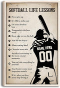 Custom Softball Life Lessons Sports Motivational Gift For Girl Personalized Name Number Poster & Framed Canvas, Wall Art Home Office Decoration Living Room Bedroom Aesthetic Decor