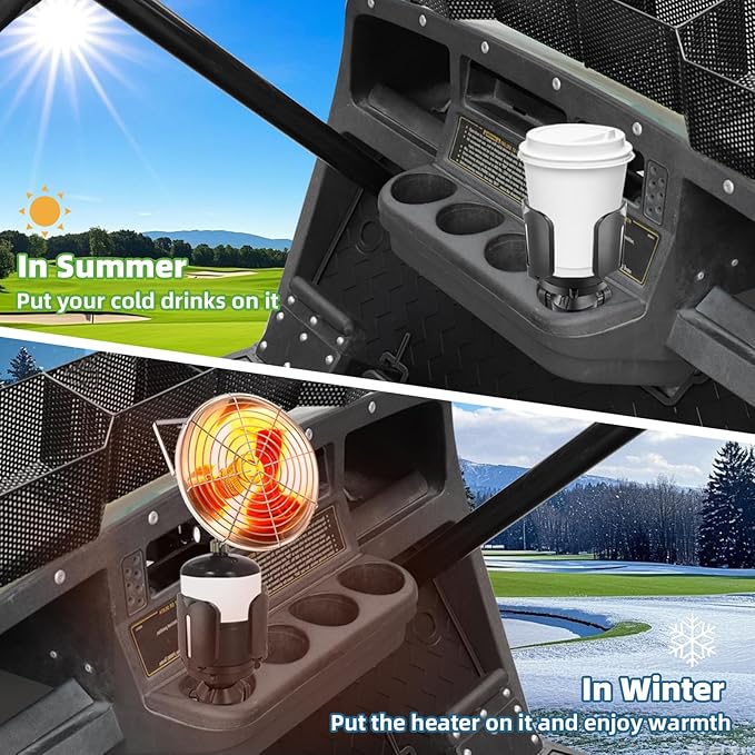 Golf Cart Propane Heater Holder, Cup Holder, for 1lb Tank & Water Bottle, Adjustable for All Drinks, Universal Compatible with EZGO Club Car Yamaha, Firmly & Easy to Use