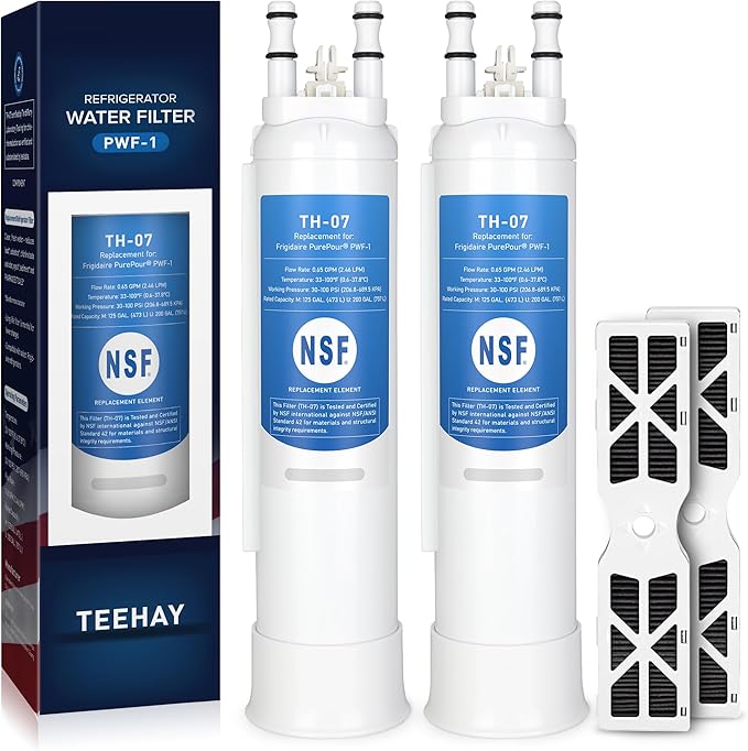 PWF-1 FPPWFU01 Water Filter & PureAir AF-2 FRGPAAF2 Air Filter Combo, Compatible with Frigidaire FRIGCOMBO6, FRFS282LAF, GRFC2353AD, GRFC2353AF, GRFG2353AF, GRFN2853AF, 2 Combo