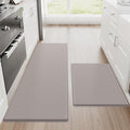 StepRite Kitchen Mats, 2PCS Kitchen Rugs, Cushioned Anti Fatigue Kitchen Mats for Floor, Non-Slip Standing Desk Mat, Waterproof Kitchen Rug Set for Kitchen, 20" x 32"+20" x 48"-0.4 inch Thick, Khaki