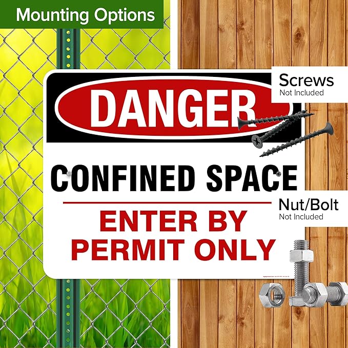 Danger Confined Space Enter By Permit Only Sign, 24x30 Inches, Rust Free .063 Aluminum, Fade Resistant, Made in USA by My Sign Center
