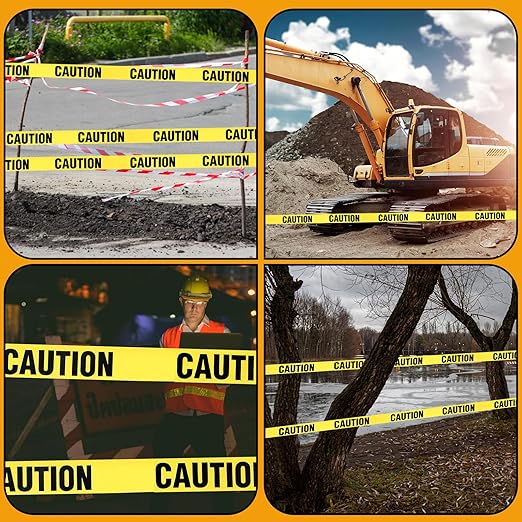 Treela 6 Pcs 3 Inch x 1000 ft Caution Danger Tape Roll Do Not Enter Cross Crime Scene Construction Warning Safety Tape for Hazardous Areas Halloween(Caution,Yellow)