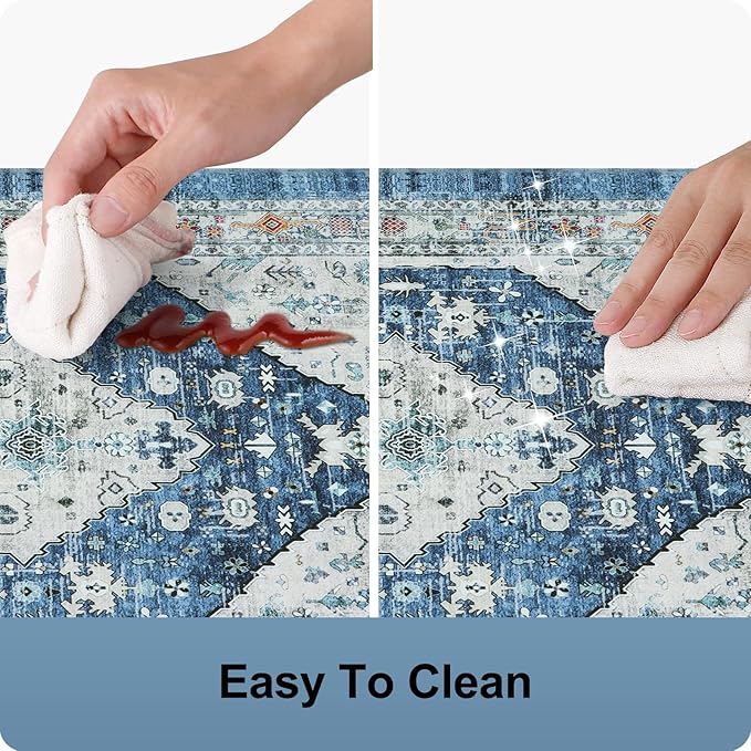 Collive Boho Kitchen Rugs Set of 2 Non Skid Kitchen Mats for Floor Cushioned Anti Fatigue Kitchen Floor Mats Waterproof Comfort Heavy Duty Foam Mats for Standing Desk Sink Laundry, 17"x30"+17"x47"