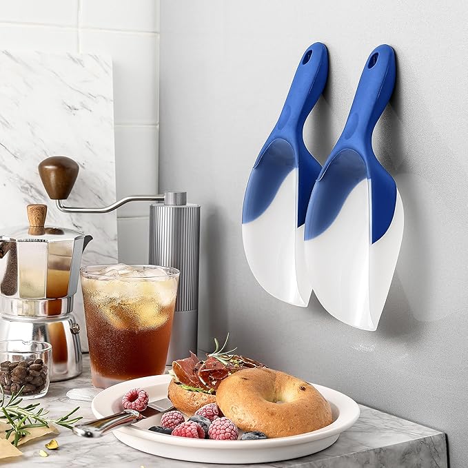 Spring Chef Magnetic Ice Scoopers for Freezer - BPA-Free Plastic Scoop with Soft Grip Handle - Food Scoops for Ice Machine, Popcorn, Pet Food, Flour - Dishwasher Safe Scooper - Set of 2 - Sapphire