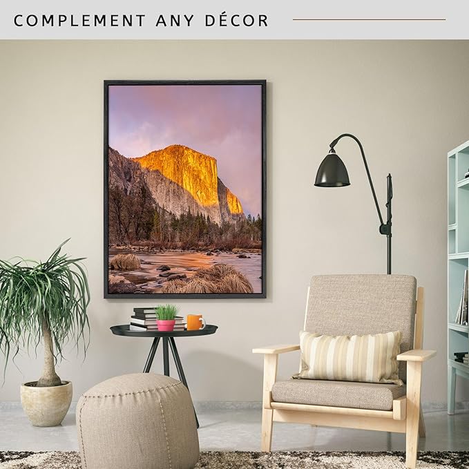 Canvas Floater Frame for Paintings, Fits Up to 1.25" Deep Canvas, DIY Floating Picture Frame for Canvas Prints, Wall Art Frame for Modern Home Décor, Studio Display and Gallery Hanging Walnut 20x24