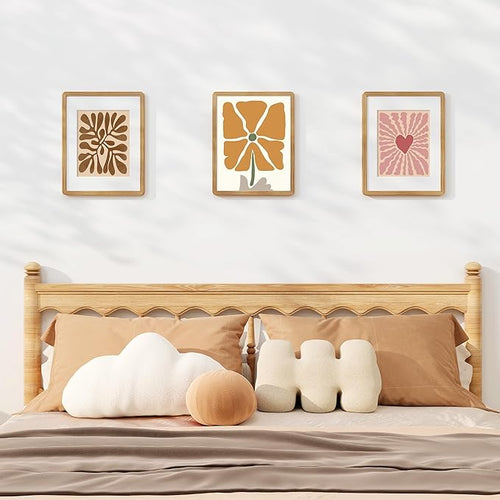 11x14 Picture Frame, Solid Oak Wood Frame 11 x 14 for Wall, Rustic Wooden Frames 11 by 14 with Tempered Glass, 11x14 Frame with Mat for 8x10, Home Decor Photo Frames 11"x14", Natural Oak Color, 3 Pack