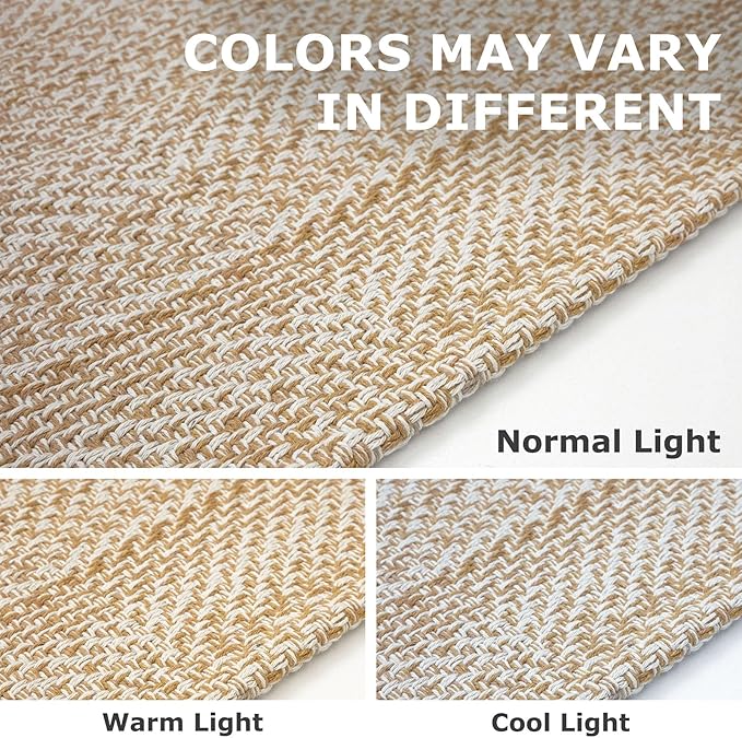 IOHOUZE Washable Area Rug 6x9 Non Slip Rubber Backed Rugs for Living Room, Dining Room Rugs Bedroom Rug, Woven Indoor Floor Carpet for Living Room Nursery, Warm Beige/Orange/Apricot