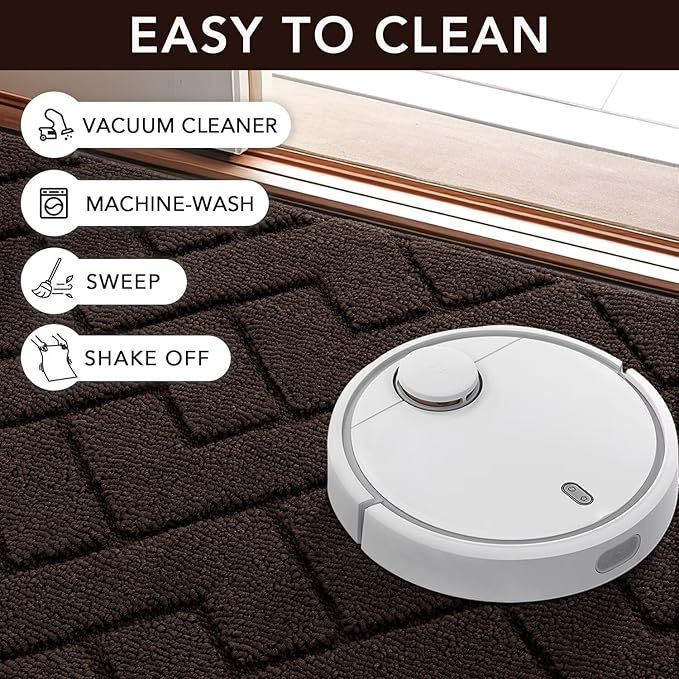 hicorfe Front Door Mat Outside Entrance,24"x35" Absorbent Muddy Dirt Resist Welcome Door Mats Outdoor Indoor,Stain and Fade Resistant,Non Slip Backing Entry Mat Doormat for Entryway (Coffee)