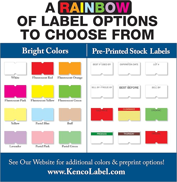 Kenco BK 1 Line Price Gun Kit - Includes 6,000 Labels, 2 Ink Rollers, Label Scraper - 8 Digit Labeler for Pricing, Dating, and Coding (BK-1 KIT 64,000 Labels)