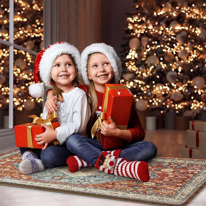 Collive Boho Kitchen Mats 2PCS, Cushioned Kitchen Mat for Floor Anti Fatigue Waterproof Kitchens Rugs Set of 2, Non Skid Comfort Standing Rug for Office, Sink, Laundry, 17"x30"+17"x47"
