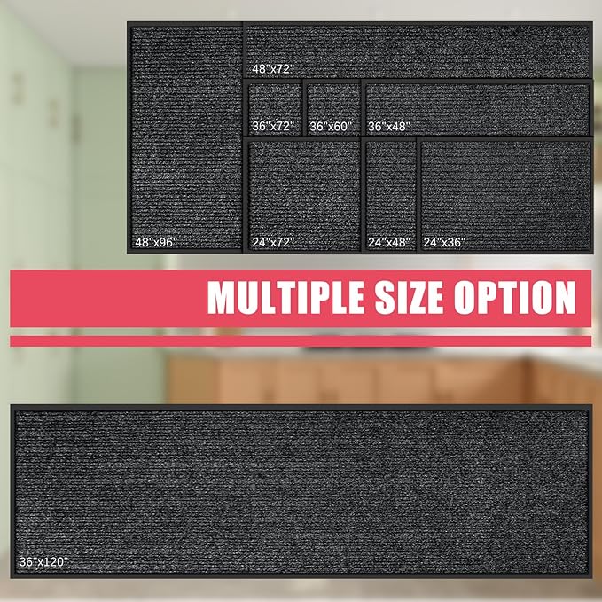 Kuyal Front Door Mat, 4'x8' Indoor Outdoor Entrance Mat, Commercial Floor Mats Inside Outside Entrance, Heavy Duty Durable Welcome, Rubber Backing Non Slip Outdoor Mats for Entryway,Black