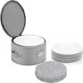 China Storage Case for Bowls or Dessert Plates - Fit plates up to 8" W - Includes 12 Felt Dividers - Hard Shell and Stackable with Fully Padded Interior