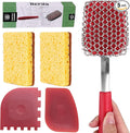 5 Pcs Cast Iron Cleaning Kit Pan Pot Wok Scraper Tool Skillet Sponge Metal Sponge Stainless Steel Brush Scrubber Scouring Pad, Steel Dish Scrub Chainmail Pan Scrubber Cast Iron Cleaner
