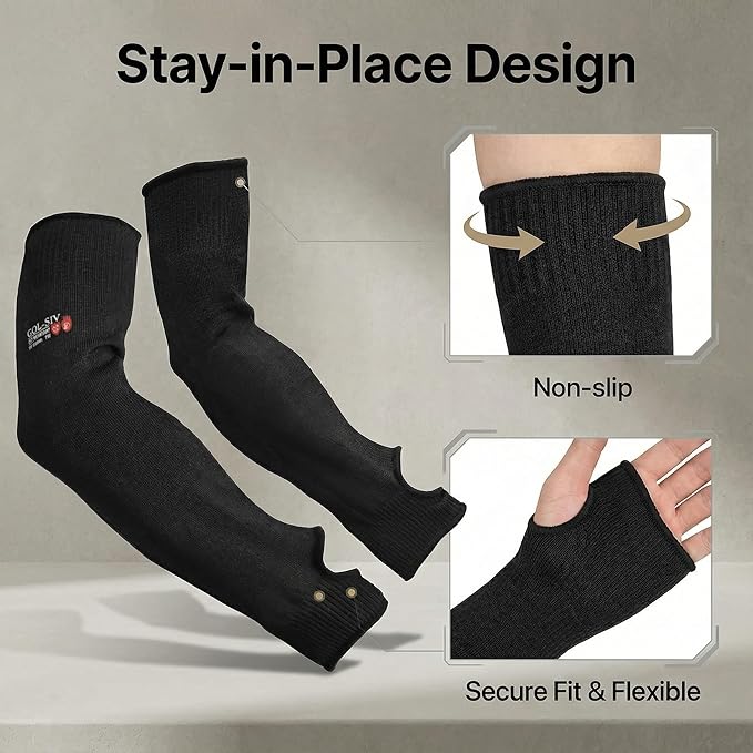 Arm Protectors For Thin Skin And Bruising, Cut Resistant Sleeves For Men Women, A5 Level Farmer Sleeves For Gardening, Welding, Kitchen (Black, 17.7 In)