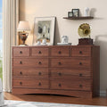 Dresser for Bedroom with 10 Drawers, Large Chest of Drawers Storage Organizer, Long Dresser Storage TV Stand for Living Room, Bedroom, Hallway Cherry Wood