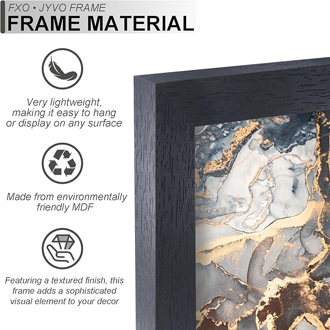 Engineered Wood 14x17 Picture Frame Set of 6, Black Frame for 14 x 17 Inch Picture Poster Photo, Light Weight 14 by 17 Frame with Wood-grain for Wall - 6 Pack/Black/14 x17