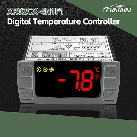 XR02CX-4N1F1 Temperature Control Refrigerator Digital Thermostat Controller for Dixell Commercial Refrigerators/Freezer 120V 50-60Hz with 2 NTC Probe for Refrigerators Freezers Heating Appliances