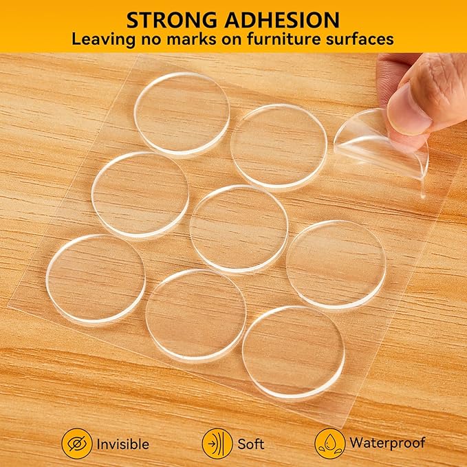 9pcs Wall Bumpers, Clear Wall Protectors, Door Bumpers for Doorknob, Furniture Bumpers, Reducing Noise, Protecting Walls,Using for Entrance Door,Cabinet Door,Fridge Door, Wall Bumper (25*25mm)