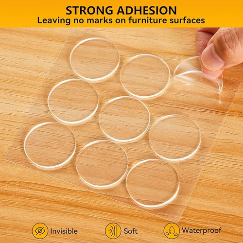12pcs Wall Bumpers, Clear Wall Protectors, Door Bumpers for Doorknob, Furniture Bumpers,Reducing Noise,Protecting Walls,Using for Entrance Door,Cabinet Door,Fridge Door, Wall Bumper (15*15mm)