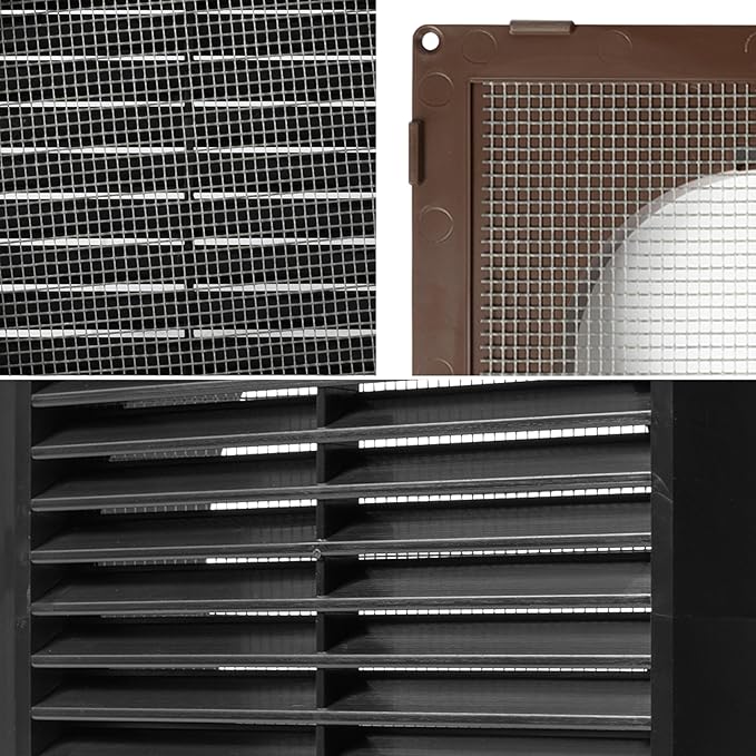 Repa Market 4 Inch (Opening) Black Air Vent Cover - Plastic Fresh Air Intake Vent for Round Duct - Register Vent Cover with Mesh Screen - Wall or Ceiling HVAC Return Air Register - Modern Soffit Vents