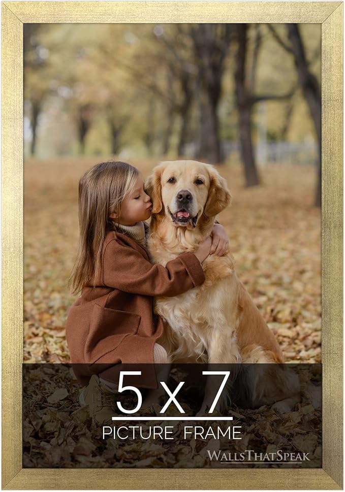 wallsthatspeak 5x7 Gold Picture Frame for Puzzles Posters Photos or Artwork